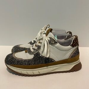 Madewell Kickoff Trainer Sneakers Women’s Size 7.5M Leather Animal Print Hair